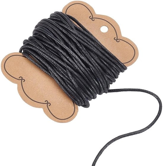 Corda di cotone impregnato - 10 metro - Forte e Duraturo - Nero - Adatto per la creazione di gioielli - Ideale per progetti di macramè