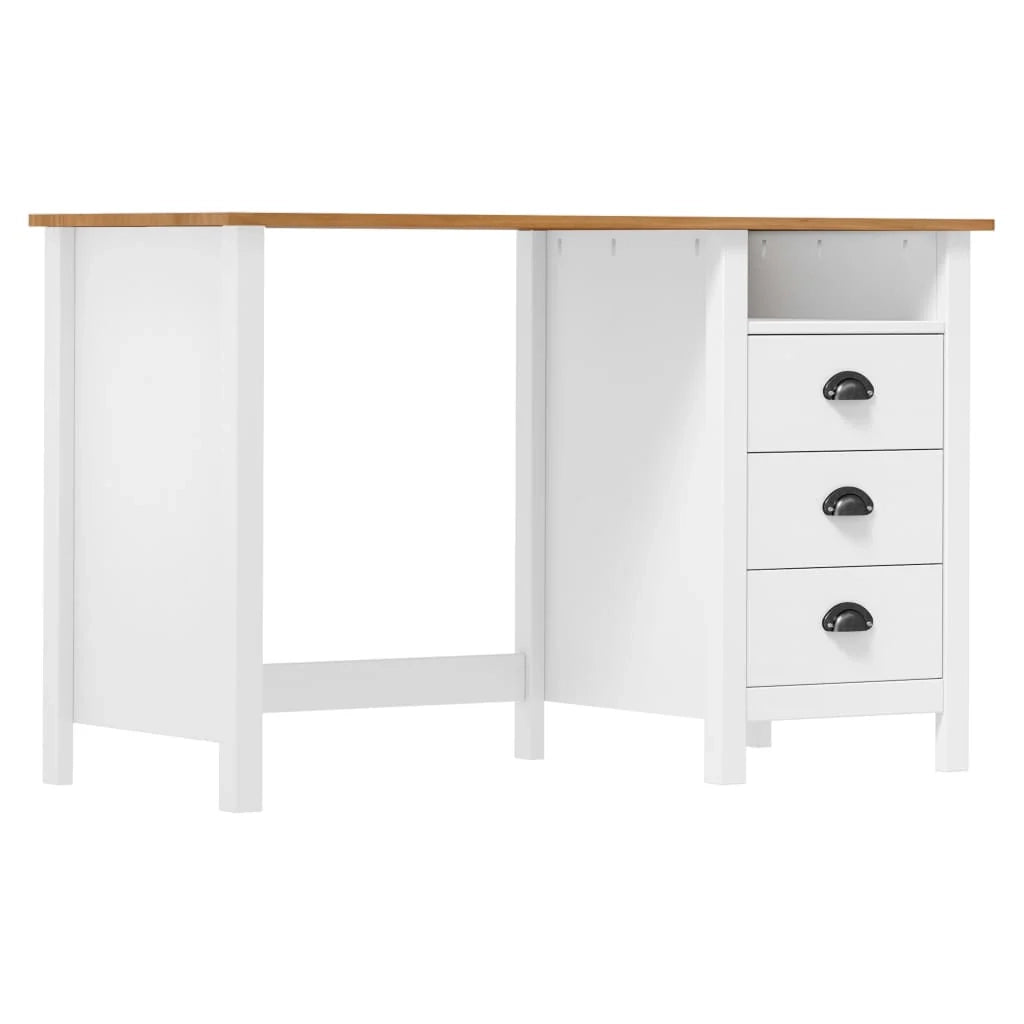 Scrivania Hill postazione computer scrivania per computer unità studio con 3 cassetti 120 x 50 x 74 cm pino bianco massiccio 02_0023858