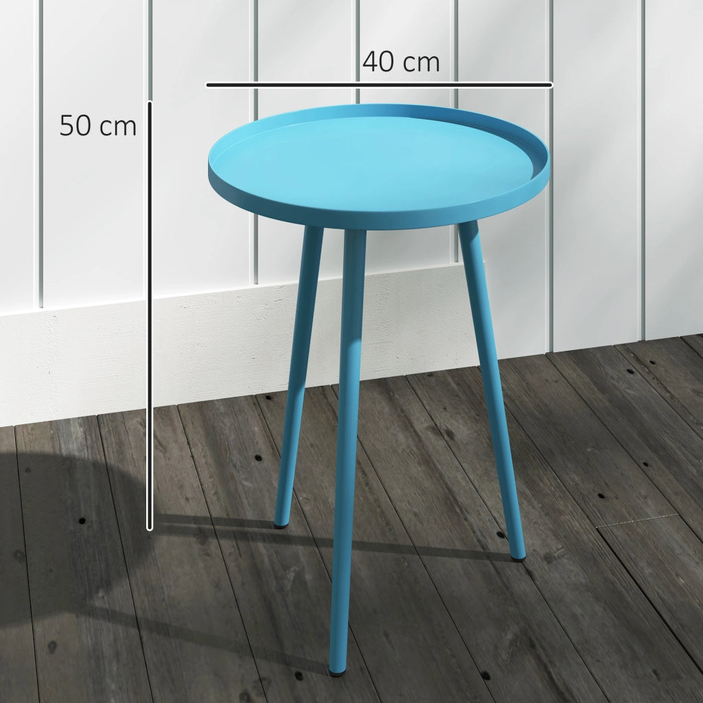 Tavolino da esterno rotondo in metallo ¨C zephmum ¨C ?40x50 cm blu