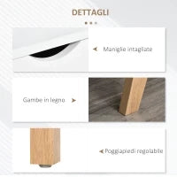 Mobile TV max 65" in Truciolato e MDF Bianco con 2 Credenze Laterali 2 Ripiani Centrali, 150x39x50 cm