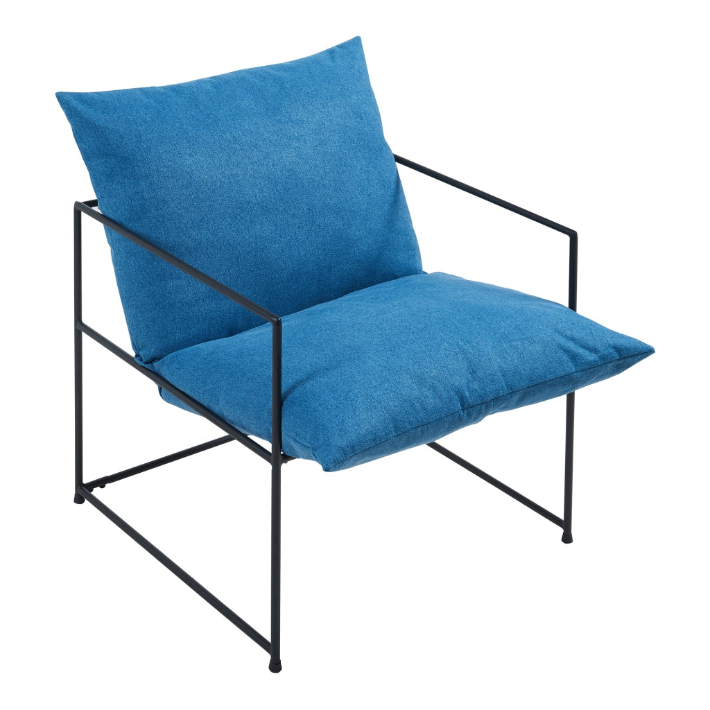 Poltrona Utsjoki con Cuscino Imbottito Sedia Relax 90 x 61 x 70 cm Nero / Blu [en.casa]