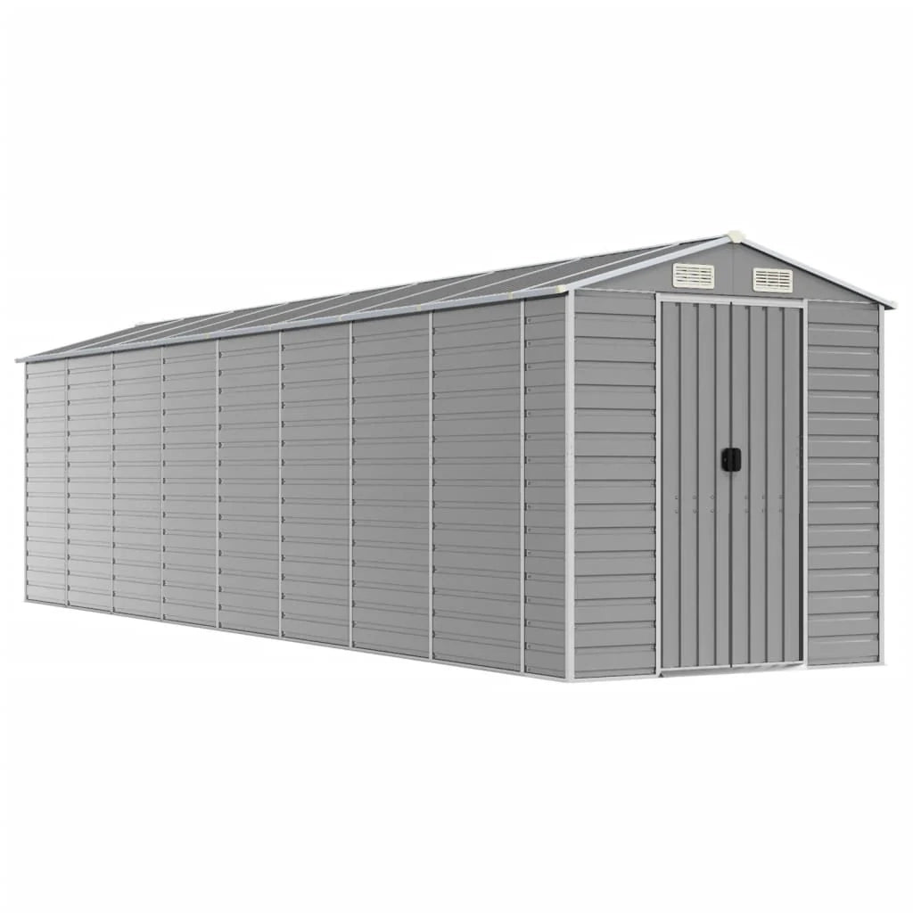 Casetta da giardino cabina ripostiglio casetta da esterno robusta casetta per attrezzi colore chiaro 191 x 725 x 198 cm acciaio zincato grigio 02_0022248