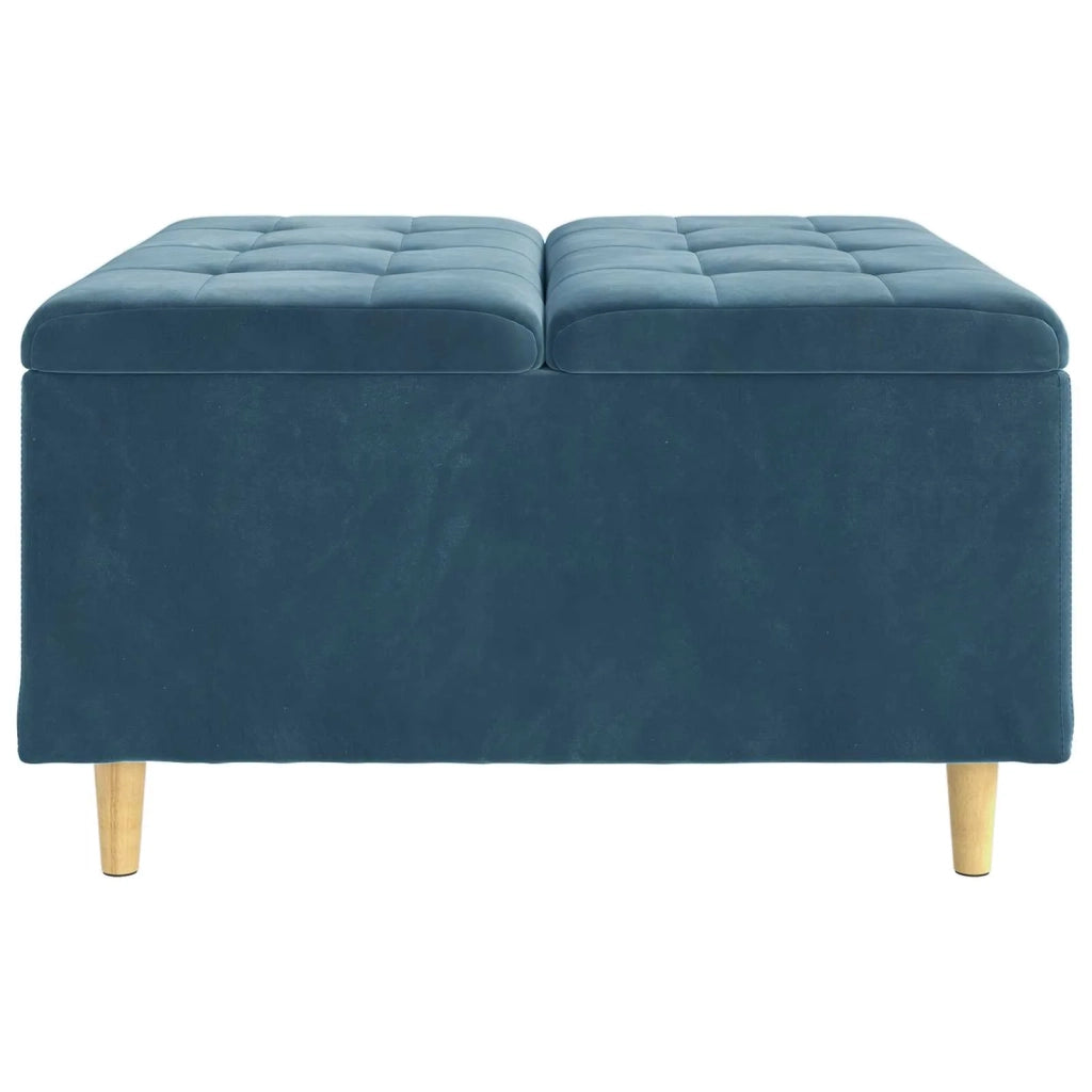 Pouf contenitore con cuscino Blu 80 x 80 x 45 cm Velluto
