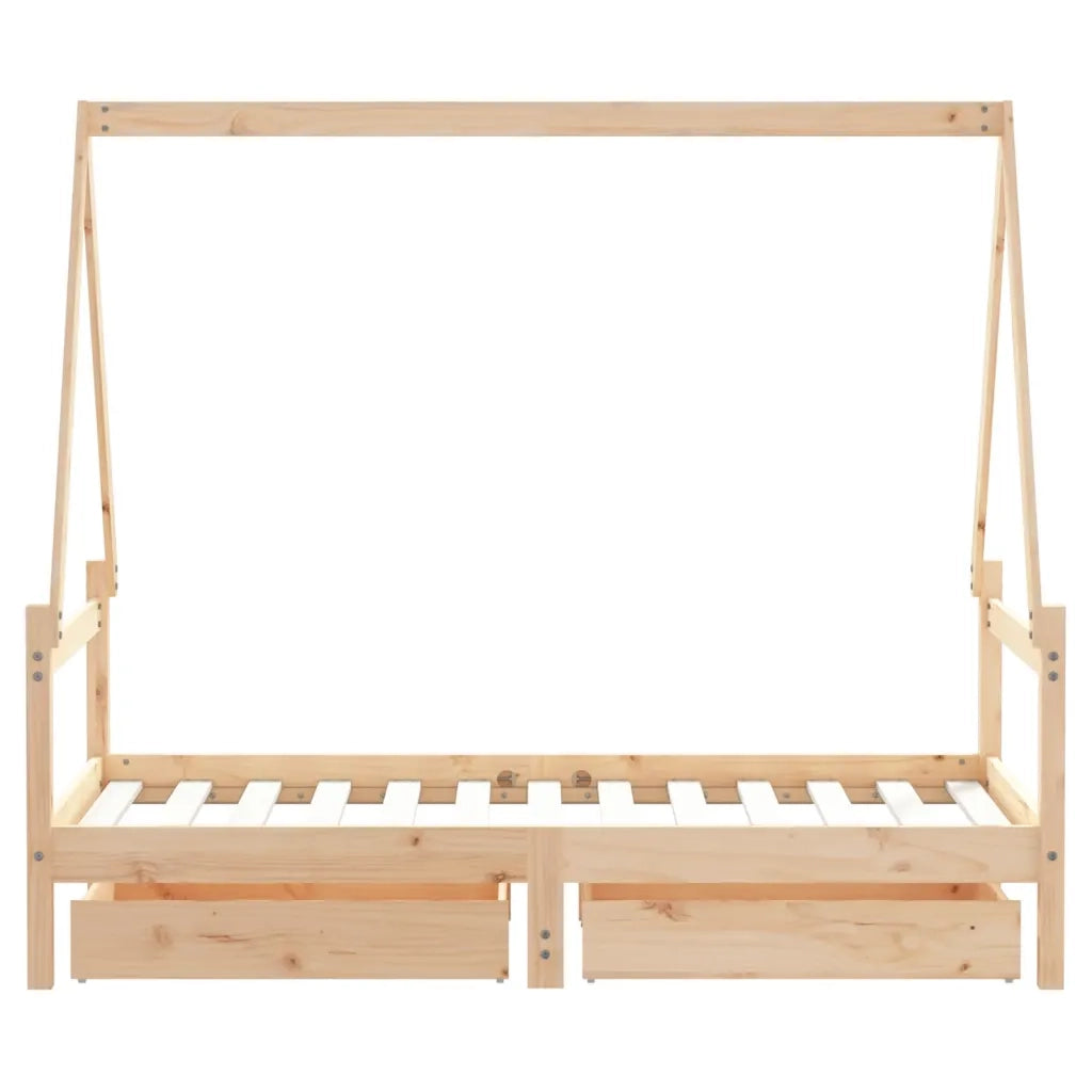 Giroletto per Bambini con Cassetti 80x160cm Legno Massello Pino