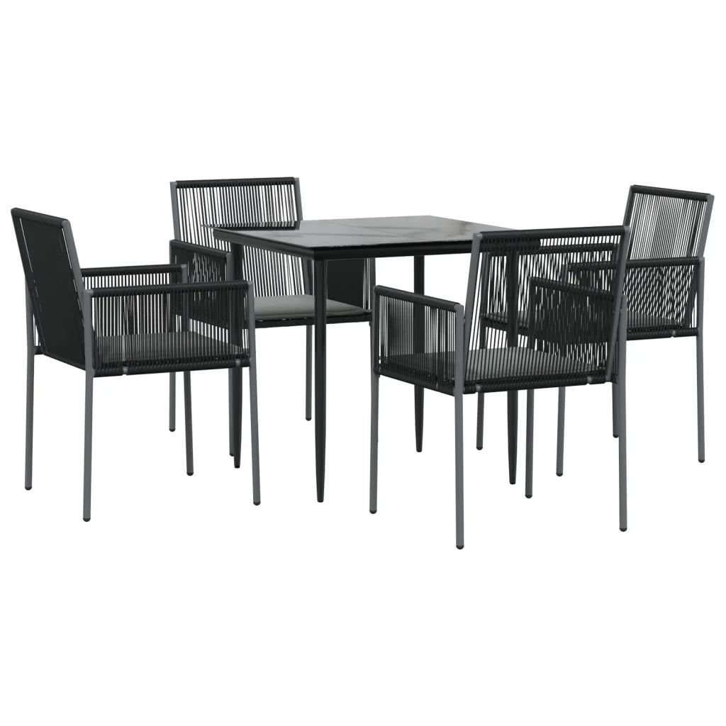 Set Pranzo Giardino 5 pz con Cuscini Polyrattan e Acciaio Nerocod mxl 100607