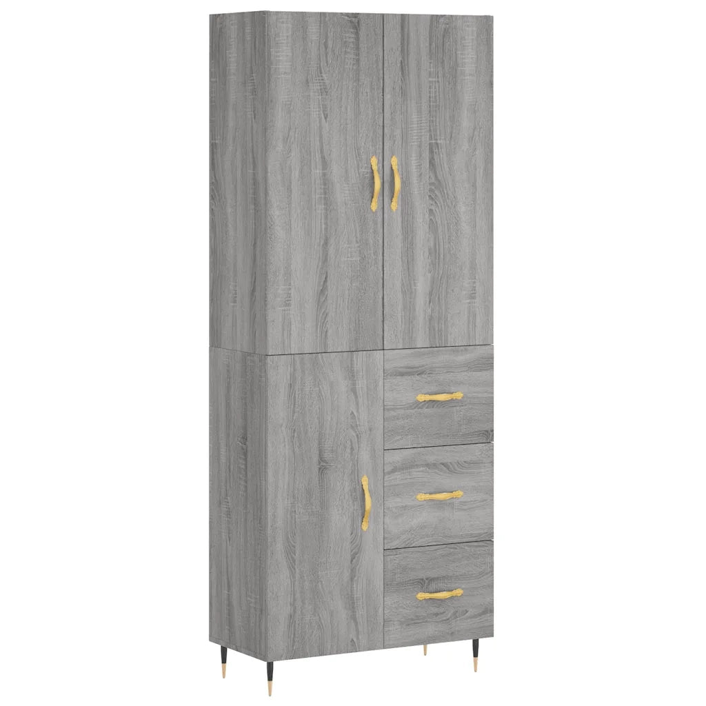 Credenza Grigio Sonoma 69,5x34x180 cm in Legno Multistrato 3195889