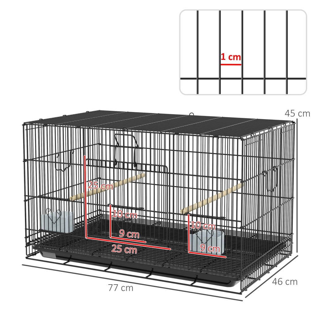 Gabbia per Uccelli ¨C zephmum ¨C Nero 77x46x45 cm con 2 Mangiatoie 2 Posatoi