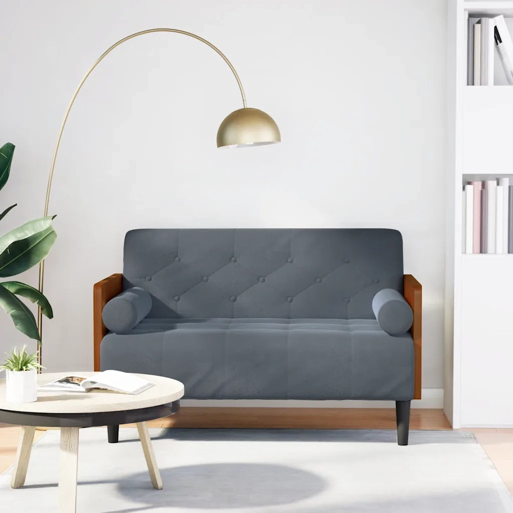 Divano Divanetto con Cuscini-Sofa Bolster Grigio Scuro 110 cm