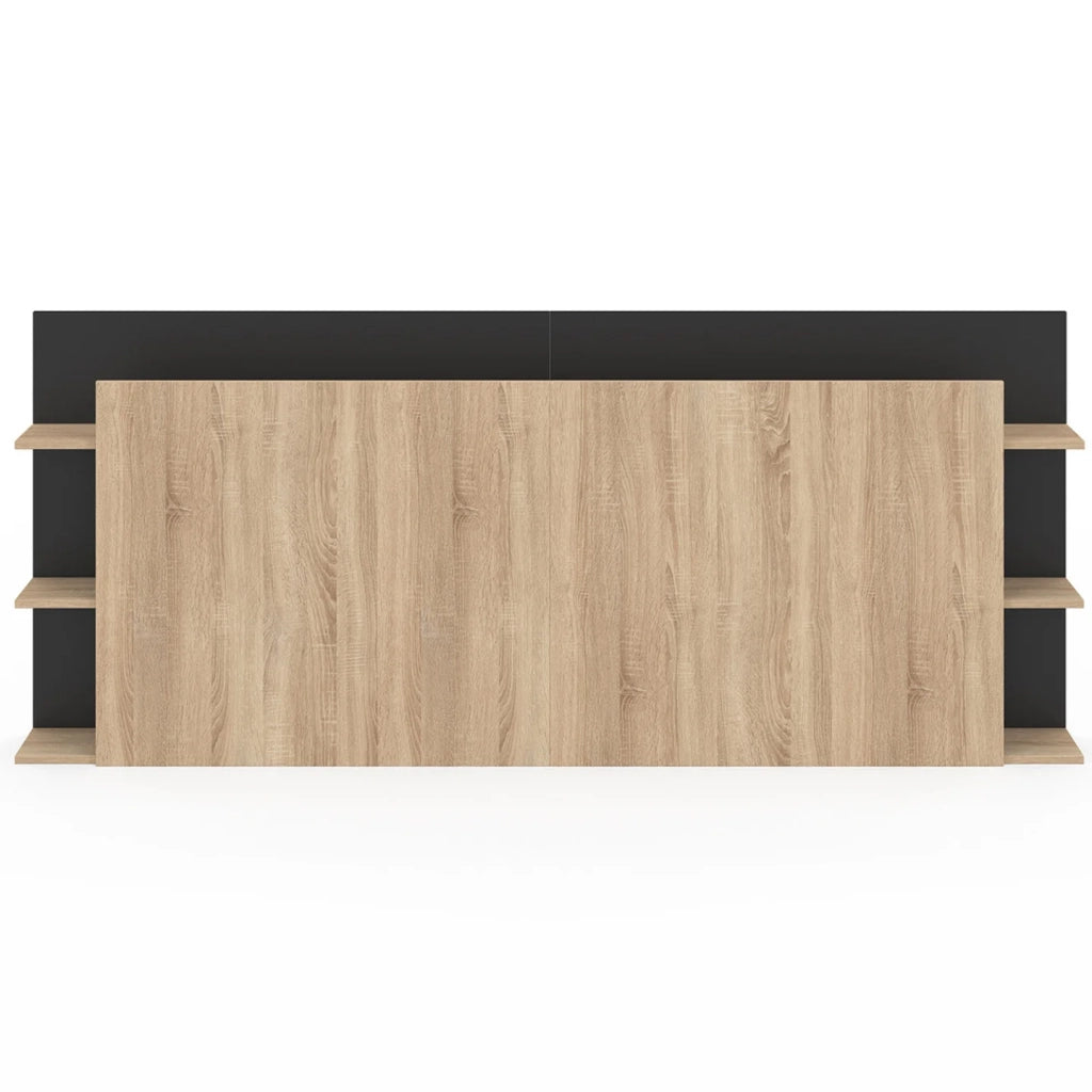 IDMarket - Testiera indipendente CIRI per letti da 140 e 160 cm con vani portaoggetti in legno e nero
