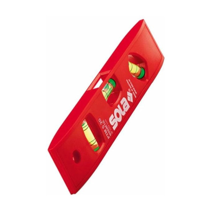 Sola PTM5 Livella Torpedo in Resina ABS 20 cm 3 Fiale Base Magnetica colore Rosso