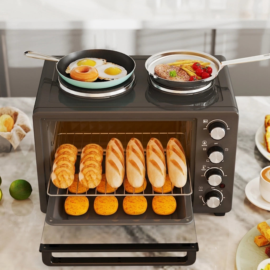 Mini Forno Elettrico 28 L 2600 W con 2 Piastre; 3 Modalità; Temperatura 100-230°C e Timer 60 Min
