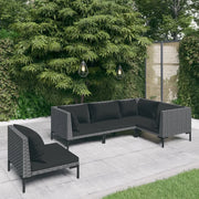 Divani da Giardino 5 pz con Cuscini in Polyrattan Grigio Scuro 3099852