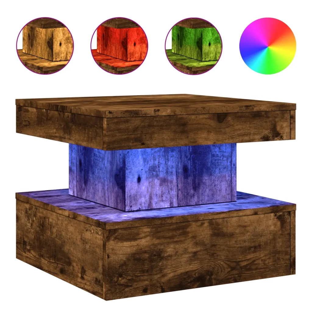 Tavolino da Soggiorno con Luci LED Rovere Sonoma 50x50x40 cmcod mxl 89471