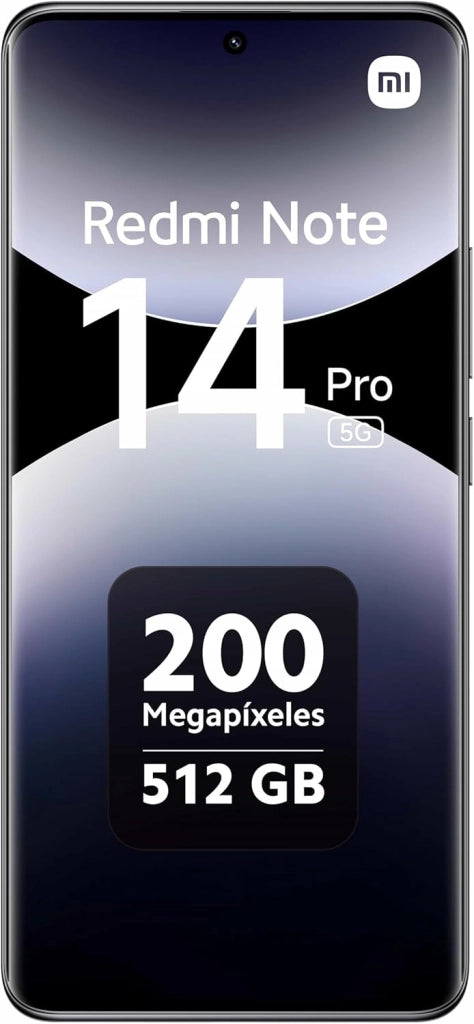 Redmi Note 14 Pro 5G - Smartphone de 12+512GB, Pantalla de 6.67" AMOLED FHD+ 120Hz, MediaTek Dimensity 7300-Ultra, cámara de 200MP, TurboCharge 45W, Cargador no Incluido, Negro (Versión ES)