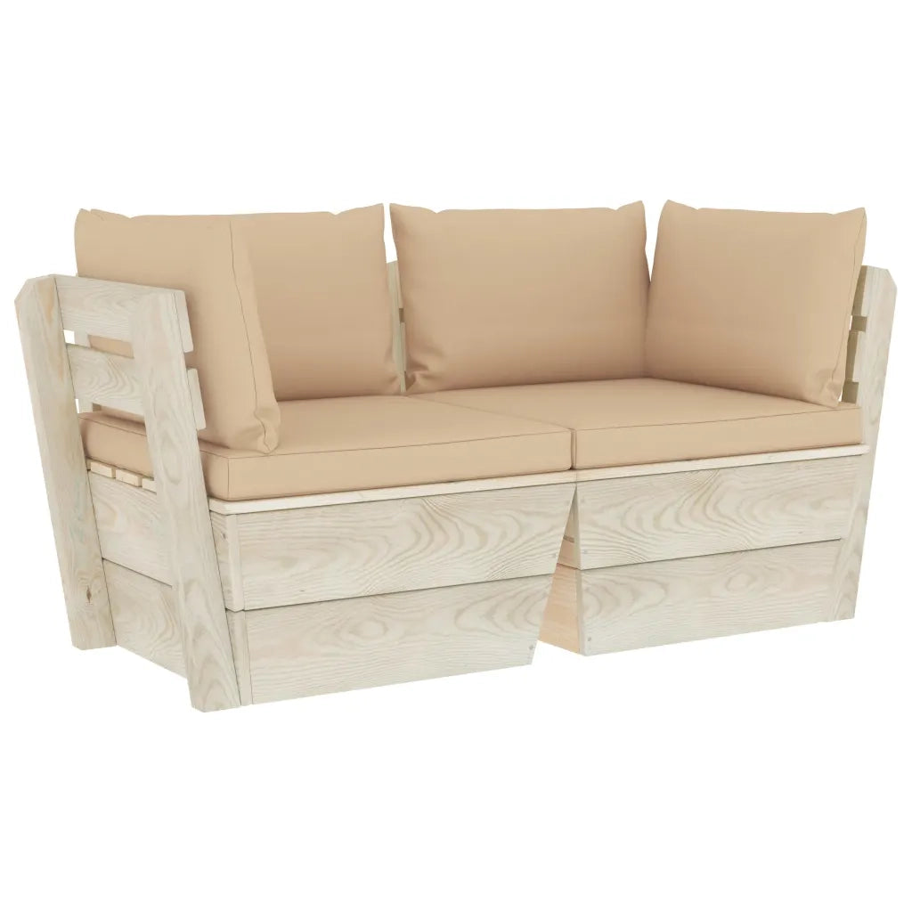 Divano da Giardino a 2 Posti su Pallet con Cuscini Legno Abete cod mxl 48437