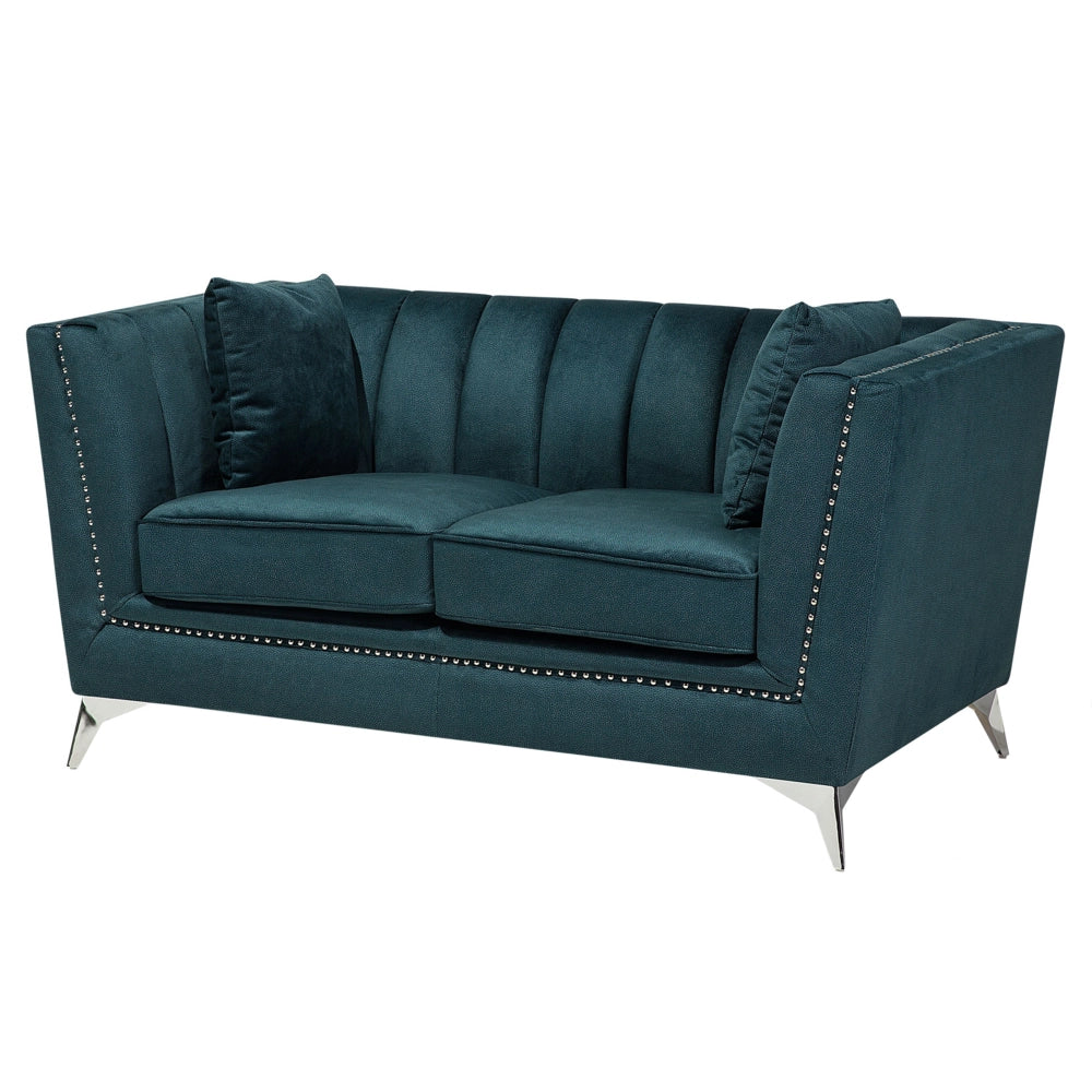 Set di divani a 2 + 3 posti con trapuntatura del pannello di rivestimento della testa del chiodo blu verde acqua