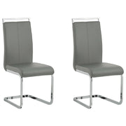 Set di 2 sedie da pranzo grigio ecopelle sedile imbottito con schienale alto a sbalzo sala conferenze moderno
