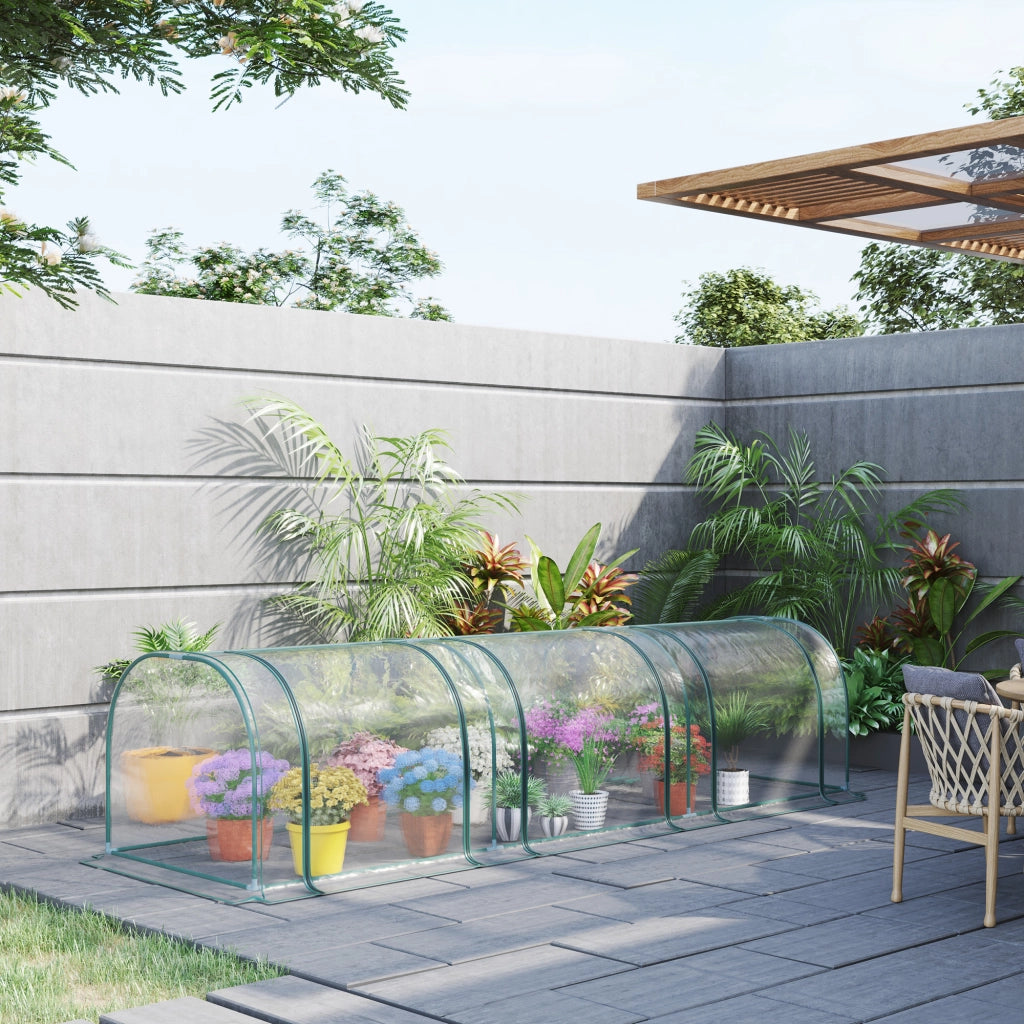 Serra da Giardino Mini Tunnel per Pomodori ¨C zephmum ¨C Verde Trasparente 3 Finestre 350x100x80 cm