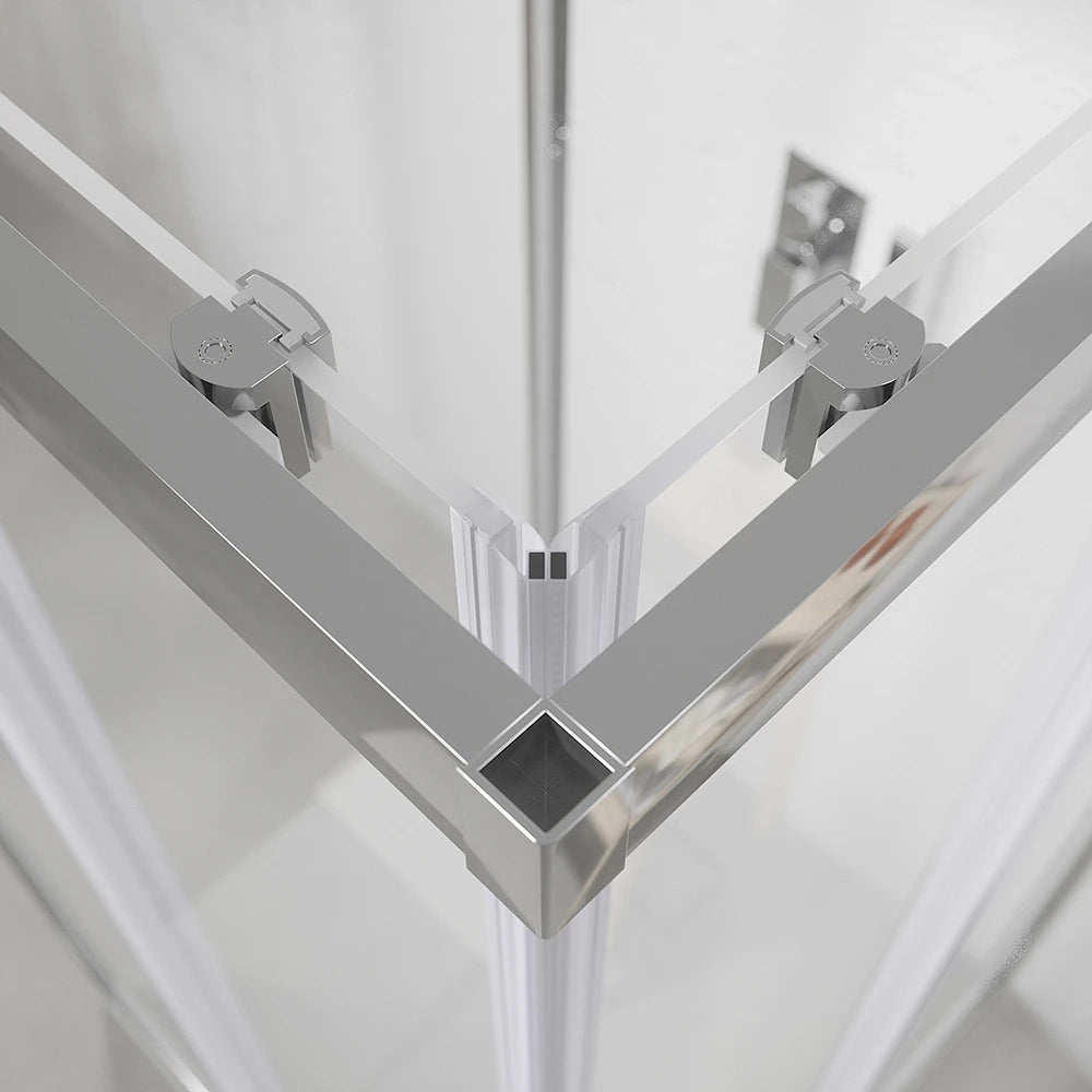 Box doccia cromato 3 lati 90x90x90 cm con doppio scorrevole h190 cm e vetro trasparente 6 mm | Tremiti