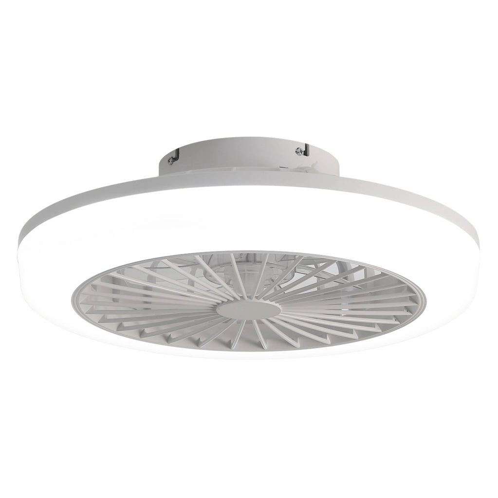 Ventilatore da soffitto senza pale 46 cm con luce a 3 colori e telecomando, motore DC reversibile, bianco
