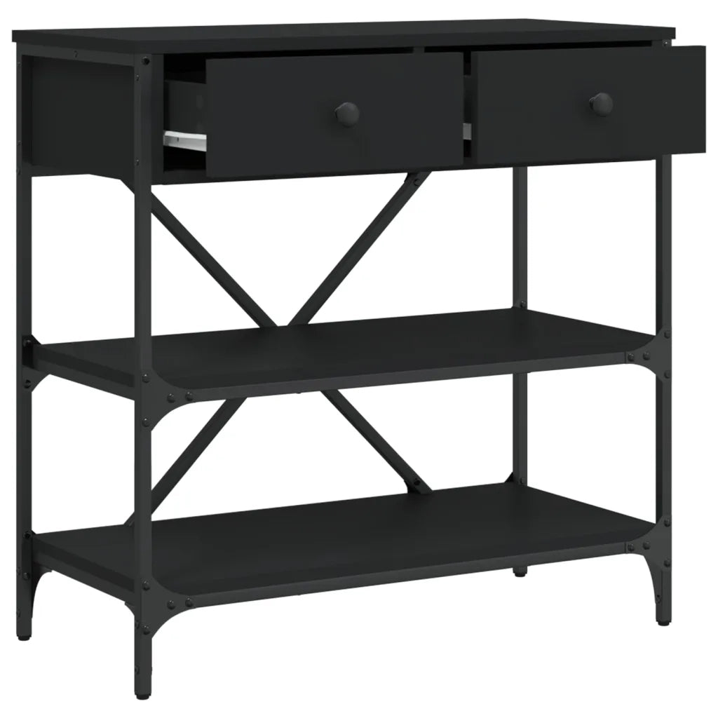 Tavolino Consolle Nero 75x34,5x75 cm in Legno Multistrato 833408
