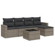 Set Divano da Giardino 6 pz | Set Salotto da Giardino con Cuscini Grigio in Polyrattan