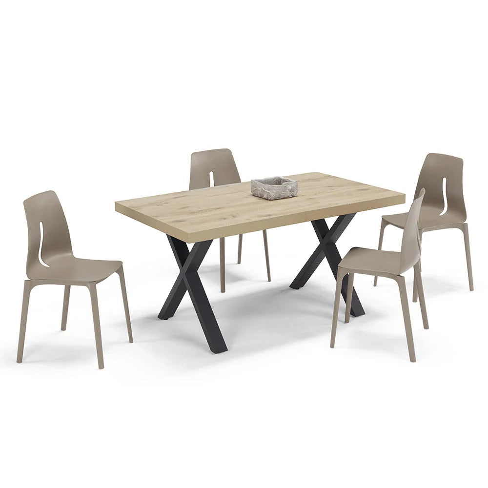 Tavolo allungabile da pranzo Quercia 160X90 MADE IN ITALY modello PABLO fino a 260 CM per sala da pranzo, cucina e soggiorno, design moderno con top in melaminico