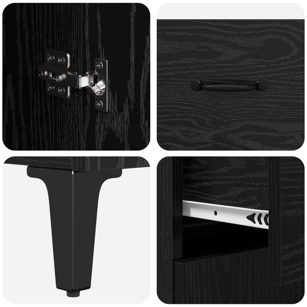 Credenza Rovere Nero 69,5 x 34 x 90 cm Legno multistrato