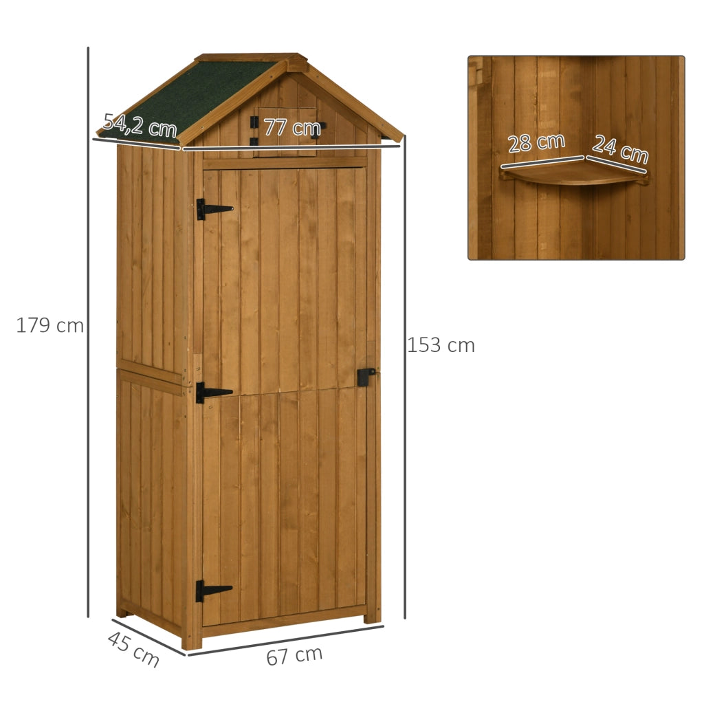 Armadietto da giardino con 3 ripiani rimovibili e finestra, per giardino, in legno, giallo, 77 × 54,2 × 179 cm