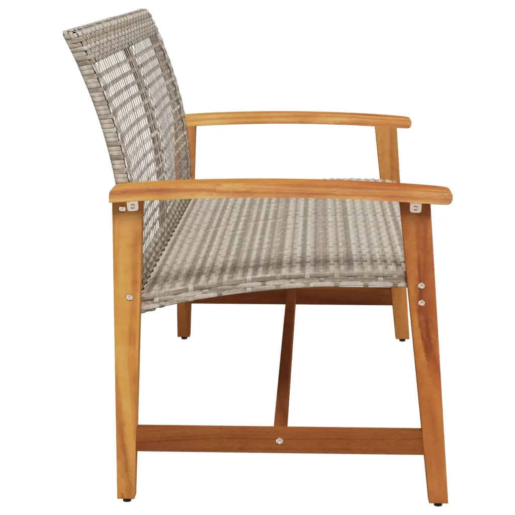 Panca da Giardino-Sgabello-Panca da esterno Grigia 112 cm in Polyrattan e Legno di Acacia