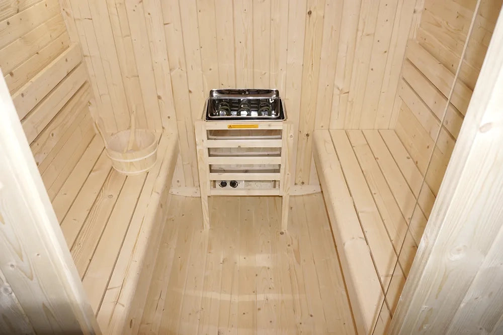 Sauna finlandese da esterno 4 persone 185x220cm h194 in legno di abete | Kota