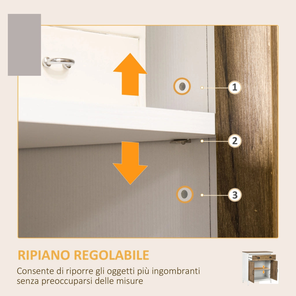 Cassettiera Rustica con Ante e Cassetto ¨C Zephmum ¨C Bianco 78.5x39x89.4cm