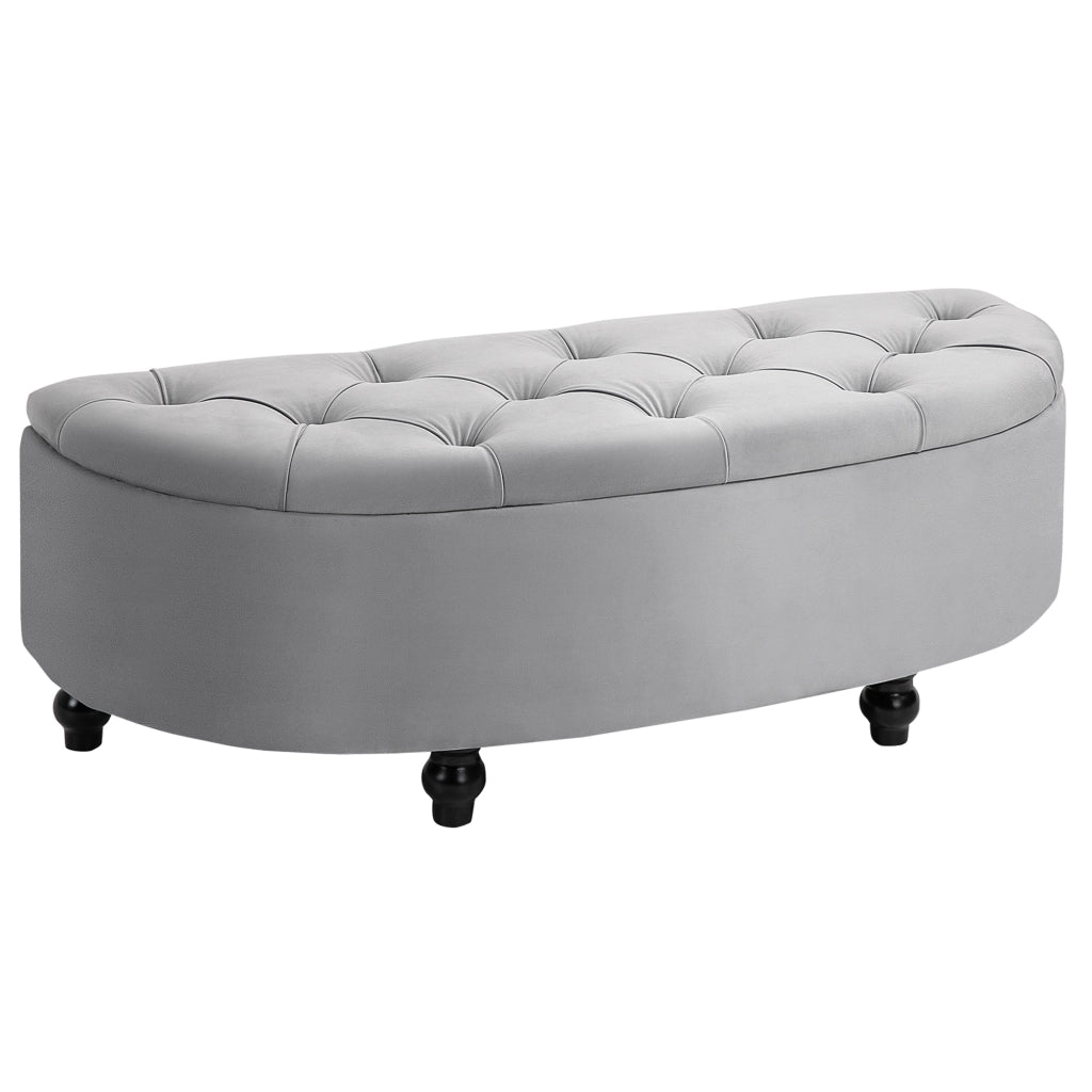 Pouf contenitore imbottito in velluto ¨C zephmum ¨C grigio 120x46x42 cm