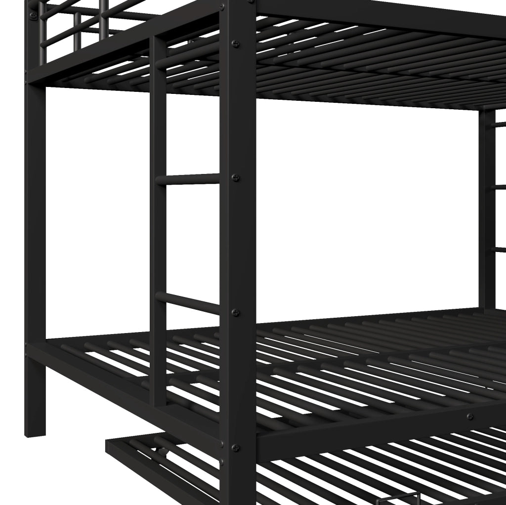 Letto a castello in metallo 140x200 cm con letto estraibile; nero