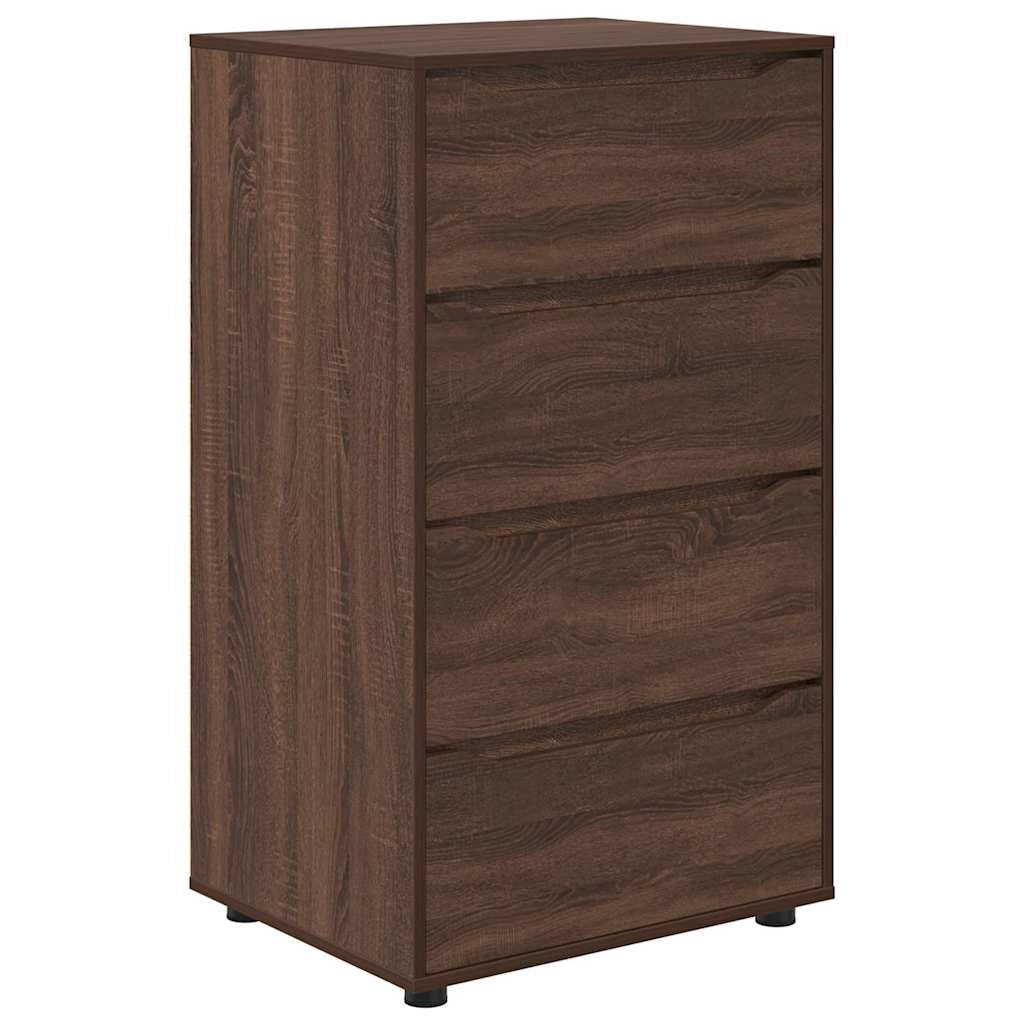 Set di 2 mobili contenitori rettangolari funzionali 60 x 48 x 105 cm in legno di rovere marrone ingegnerizzato 02_0056193