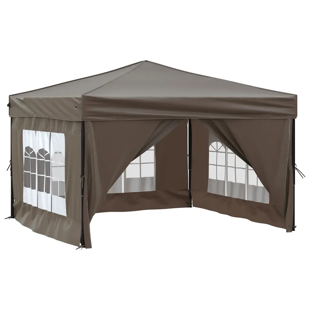 Tenda per Feste Pieghevole con Pareti Laterali Tortora 3x3 m 93526