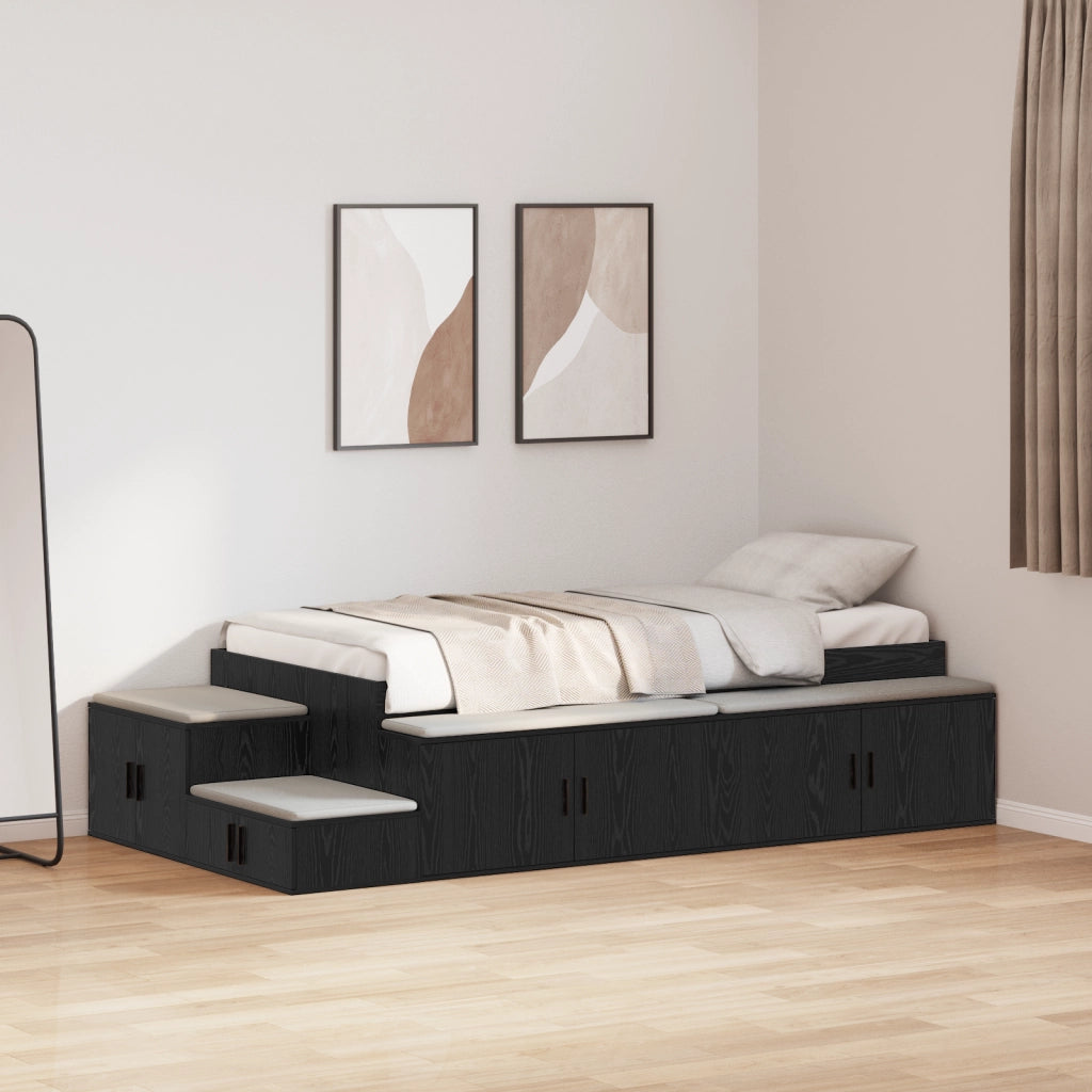 Struttura Letto da Scstorage Nero Rovere 75x190 cm
