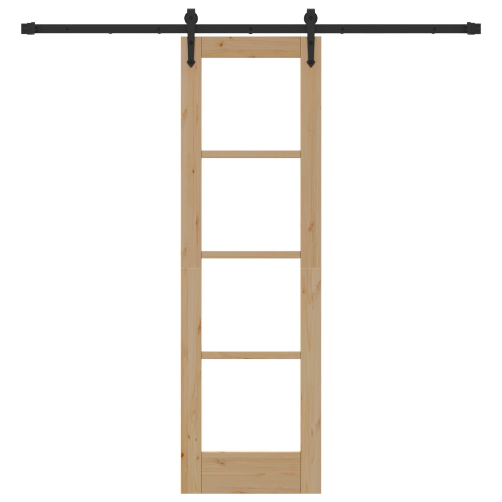 Porta Scorrevole  con Set di Ferramenta 61x198.5 cm Legno Massello di Pino