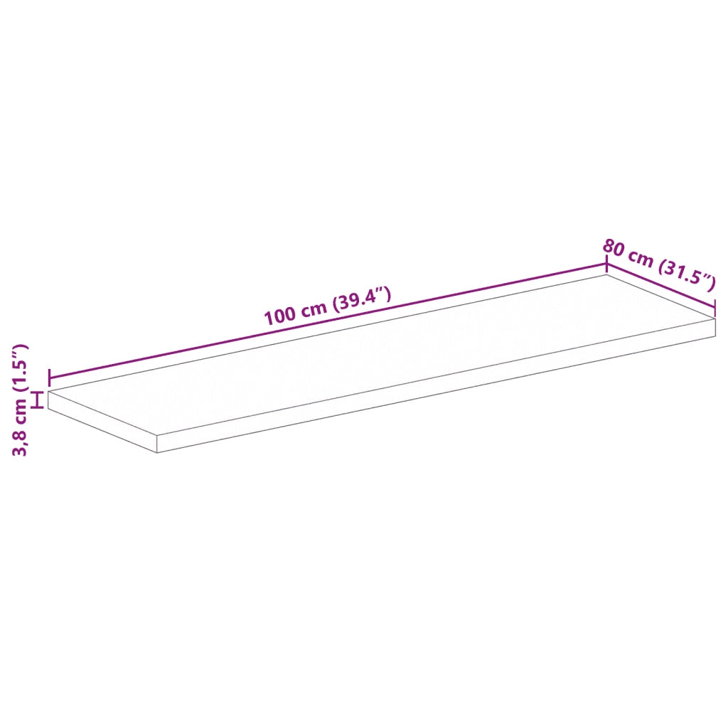 vidaXL Piano per Tavolo 100x80x3,8cm Rettangolare Legno Massello Mango