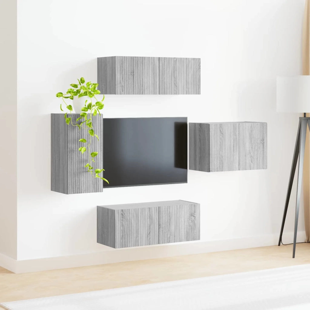 Set di Mobiletto da TV a Parete 4 pcs Grigio Sonoma 3408940