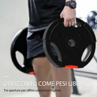 Kit Pesi con 2 Dischi da 10 kg e 2 Dischi da 5 kg in Polipropilene e Sabbia, Ø34x6 cm e Ø27x4.5 cm, Nero
