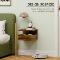 Set da 2 Comodini Sospesi per Camera da Letto con Cassetto e Mensola in Legno 35x32x22.5cm, Marrone