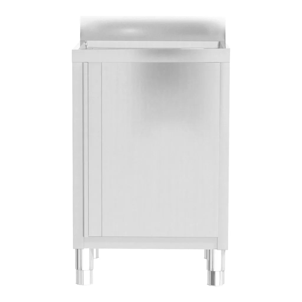 Set di 2 mobili da cucina professionali per impieghi gravosi 60 x 60 x (95-96) cm con alzatina regolabile acciaio inox argento 02_0055143