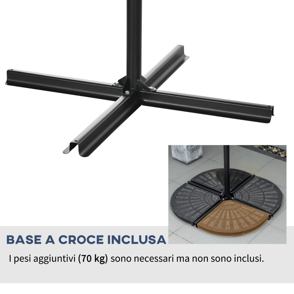 Ombrellone da Giardino ¨C Zephmum ¨C Blu Scuro e Crema, ?3x2 m