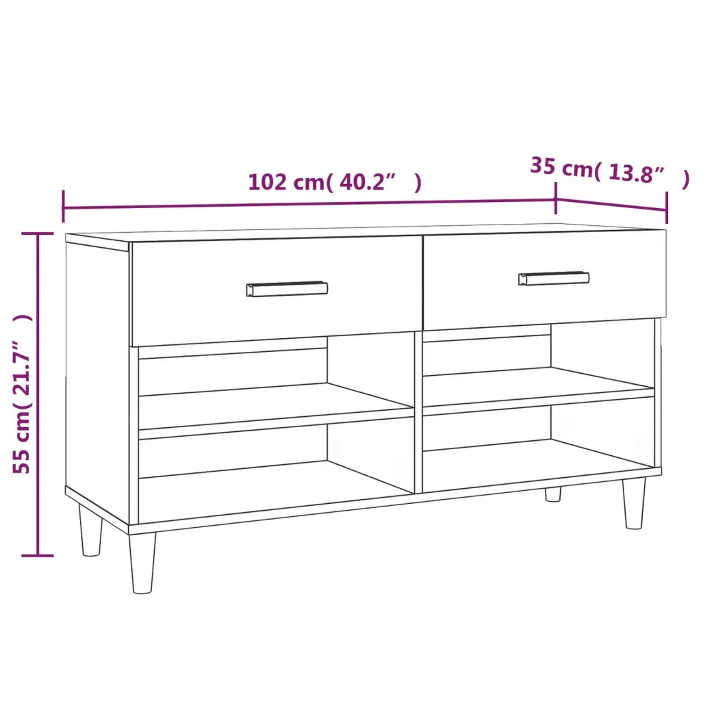 Scarpiera | Mobile per scarpe Nera 102x35x55 cm in Legno Multistrato