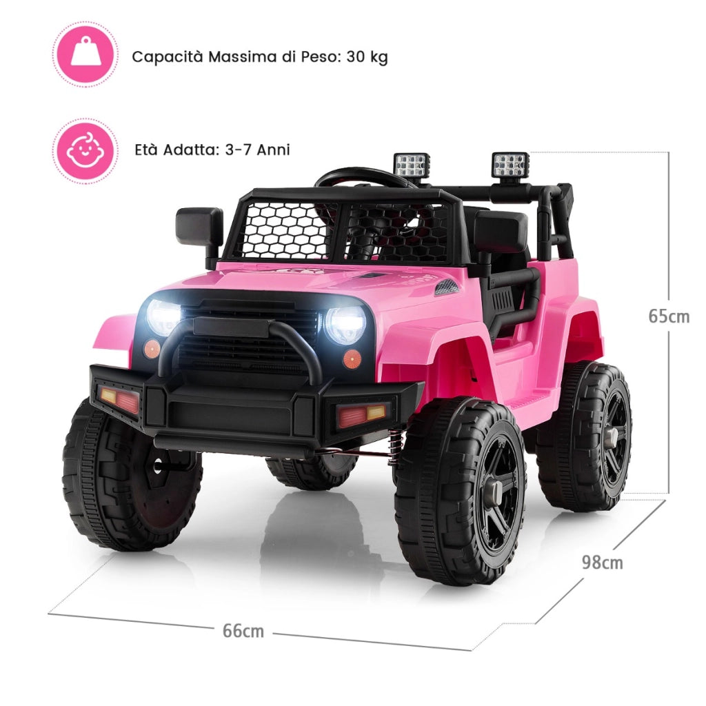 Camion elettrico a batteria da 12v per bambini, Auto elettrica con telecomando sedile extra large porta USB Rosa-Macchinine giocattoli