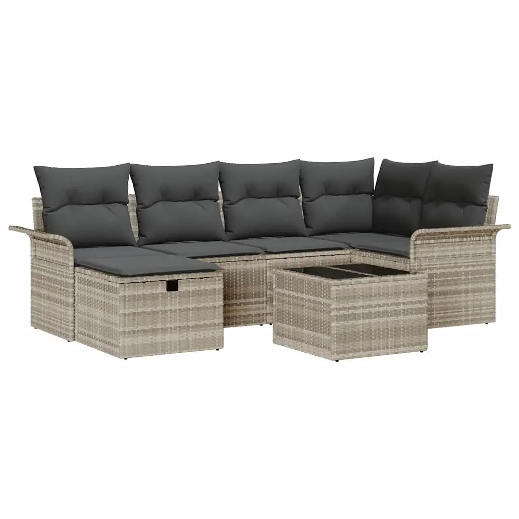 Set Divano da Giardino 7 pcs Grigio chiaro polyrattan 3358891