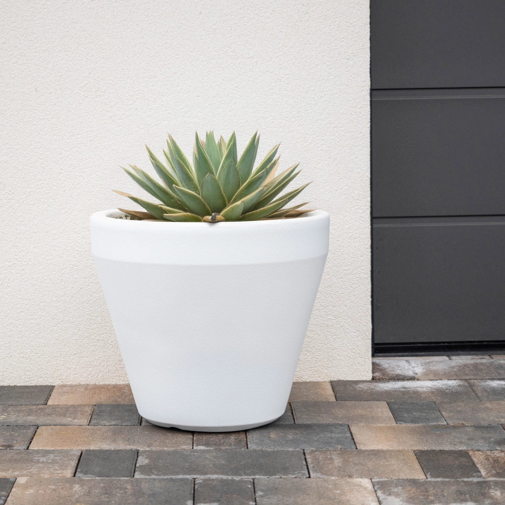 Vaso da fiori KADAX, grande, rotondo, da giardino, bianco, 39 cm