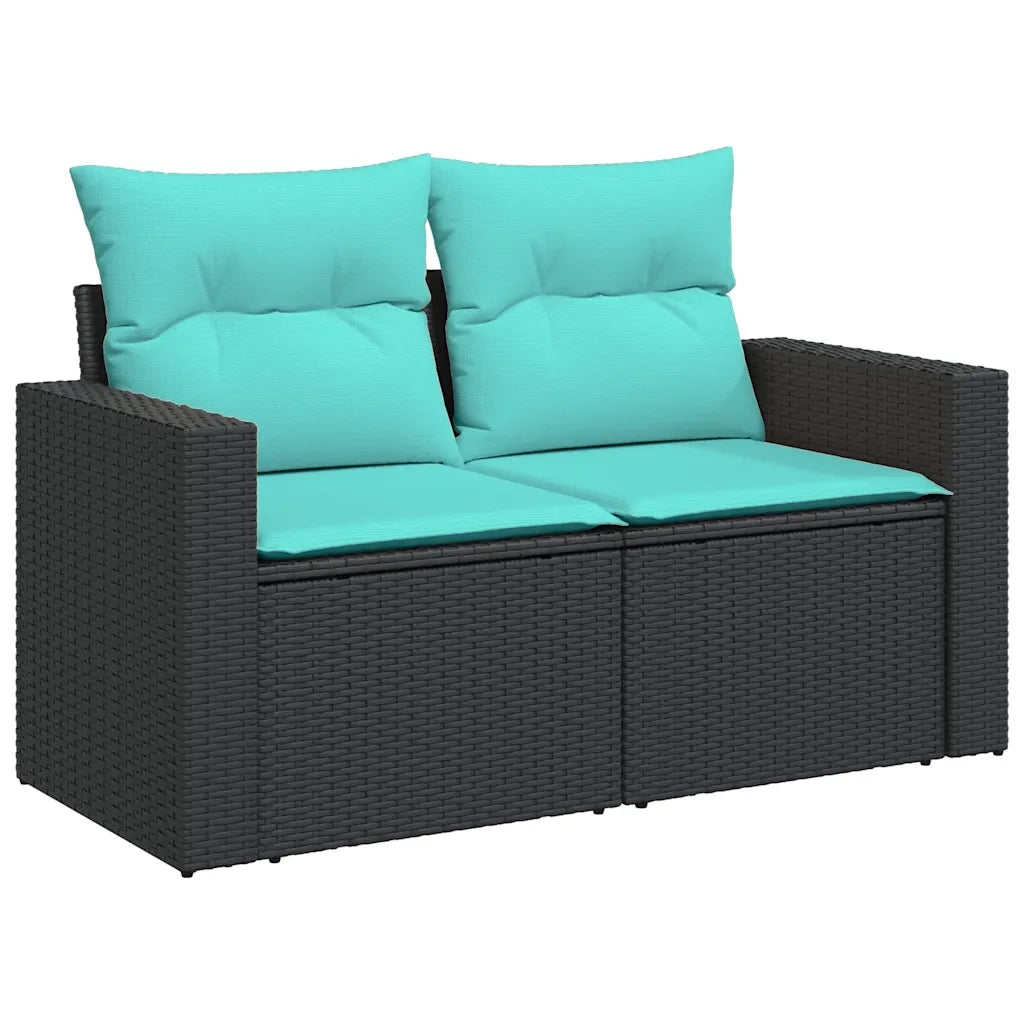 Set Divani da Giardino 10 pz con Cuscini Nero in Polyrattan