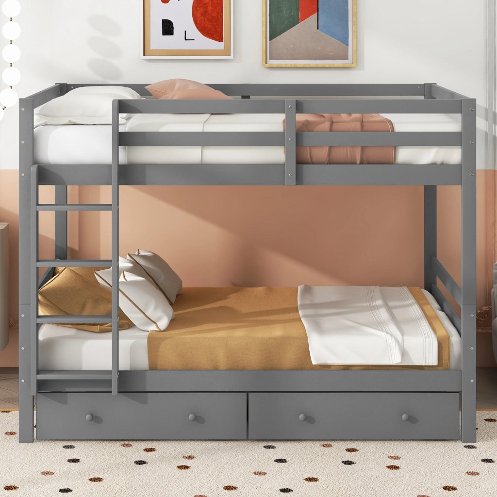 Letto a castello funzione contenitore pino grigio 140x200 cm